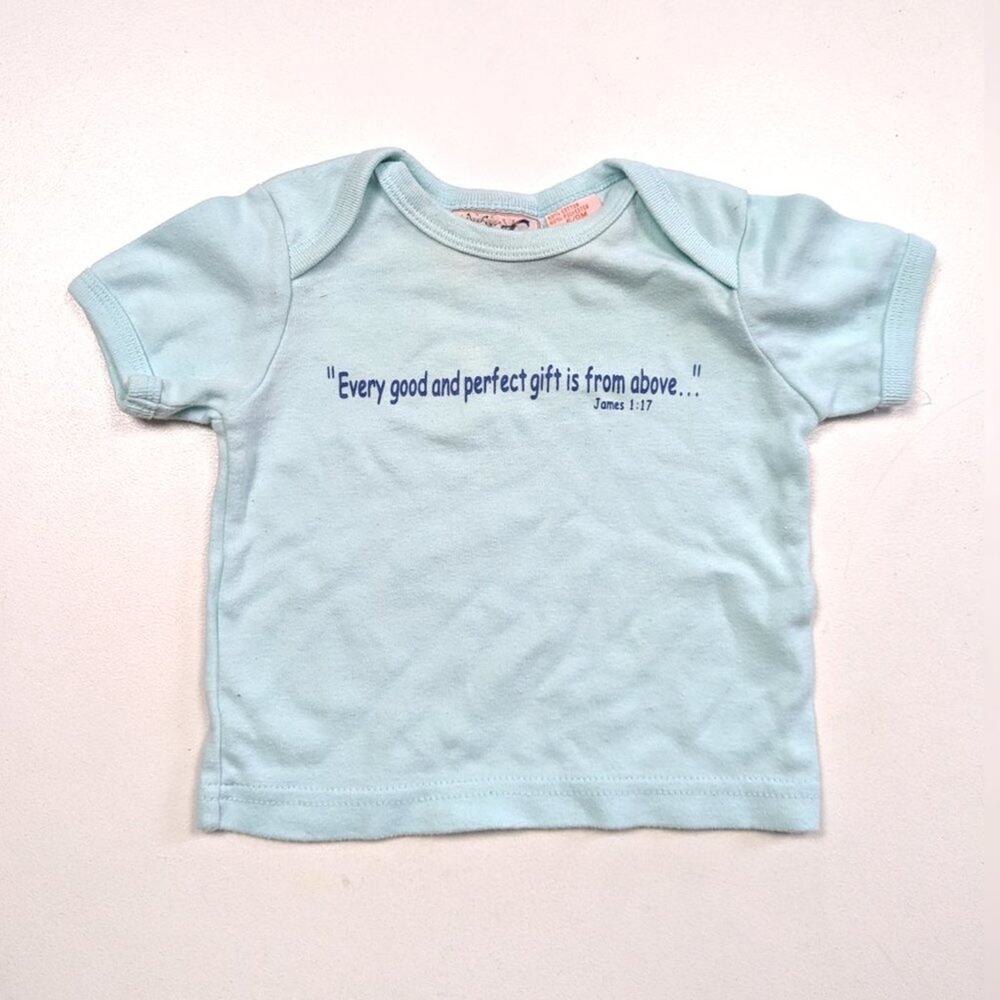 Vintage Shirt Unisex Children's Baby 6m Blue James 1:17 Scripture